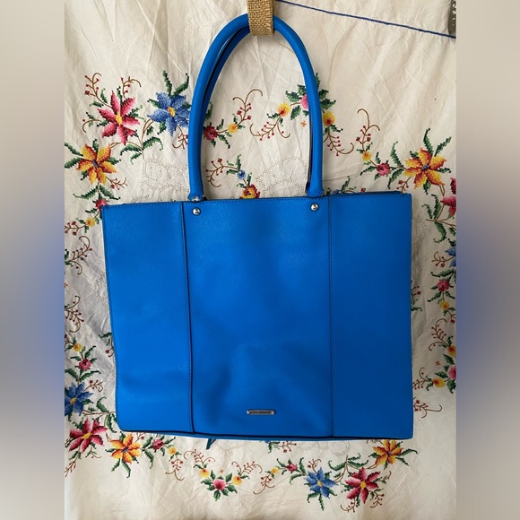REBECCA MINKOFF ROYAL BLUE FAUX LEATHER TOTE BAG - Picture 2 of 12